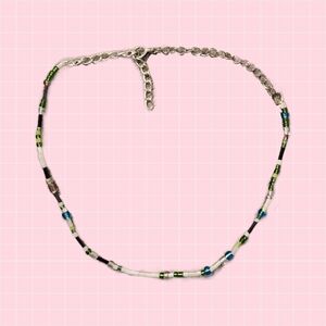 Handmade Green and Blue Beaded Necklace